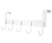 Over The Door Hooks, Aluminum Door Hanger Hook with 5 Coat Hooks for Hanging,