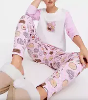 NEW PETER ALEXANDER SWEET TREATS PJ SET TOP & PANTS S RRP$119 BISCUITS CHOCOLATE
