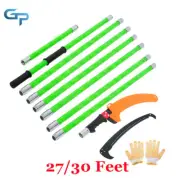 27/30 Feet Tree Pole Pruner Manual Branches Trimmer Tree Loppers Hand Pole Saws