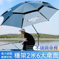 在飛比找樂天市場購物網優惠-釣魚傘 拐杖式釣傘 萬向大釣傘 防曬傘 釣魚雨傘 黑膠傘 遮