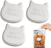 Pet Food Drying Blocks - 3x Diatom Earth Moisture Packs | Portable Moisture Absorber, Cat Head Shaped Drying Strip for Pet Food Storage