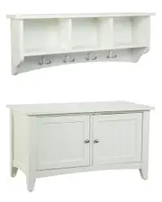 Alaterre Shaker Cottage Storage Coat Hook with Cabinet Bench Set