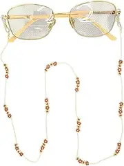 [Generic] Colorful White Bronze Beaded Eyeglass Chain, Glasses Chains for Women, Beaded Glasses Chain, Handmade Chain for Glasses, Crochet Eyeglass Chain, Eye Jewelry
