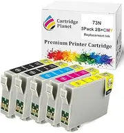 Cartridge Planet 5 Pack (2BK,1C,1M,1Y) Compatible Ink for Epson 73N T1051 T1052 T1053 T1054 for Epson Stylus C110 C79 C90 CX3900 CX4900 CX5500 CX5900 CX6900F CX7300 CX8300 CX9300F NX220 T20 T21 TX10..