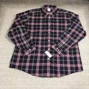 New Brooks Brothers Shirt Mens 2XL XXL Button Up Red Blue Regent Fit Non Iron