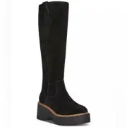 Aqua College Women's Waterproof Gina Platform Black Suede Boots Size 7.5