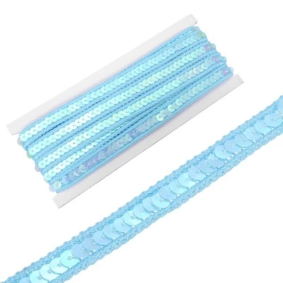 0.5 Inch x 5 Yards Sequin Ribbon Trim Sequin Braid Trim Ribbon, Light Blue
