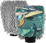 XYMZR Dolphin Stain Glass Absorbent Microfiber Car Wash Mitt, Funny Cute Anime Scratch Free for Cars Cleaning, Home Cleaning Mitts, 2 Pack, 10.24” L x 7.09” W