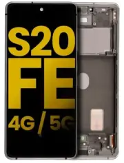 OLED Display For Samsung Galaxy S20 FE + Frame (White) With Fingerprint Sensor