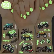 xo, Fetti Glow In The Dark Monster Truck Temporary Tattoos - 50 Foil Styles | Truck Birthday Party Decorations, Boys Pick Up Truck Party Favors, Race Car Temp Tats, Kids Arts and Crafts Supplies
