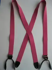 Men's Suspenders: High Quality Button On with Leather Ears Goldtone Metal. USA