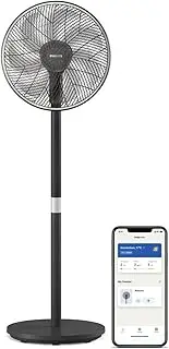 Philips Smart Pedestal Fan Series 3000, Powerful & Ultra-Quiet with SilentWings Technology, 19 dB, 2-in-1 Table & Standing Fan, Tiltable & Rotating, App Control, 12h timer, Black (CX3550/01)