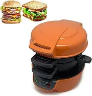 Breakfast Electric Sandwich Maker, 600W Muffin Maker & Grilled Sandwich Toastie Maker, with Egg Boiler Ring, Rotating Cooking Plate, Easy Clean Non Stick Cooking Plates, for Burgers and Sandwiches