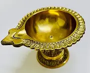 Traditional Brass Diya for Puja Essential Pooja Article for Aarti Arti Deepak Deepam Oil Lamp for Home Temple Décor Accessory Gifts