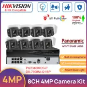 Hikvision Compatible 4MP Dual Light Panoramic Dual Lens POE IR Camera System MIC