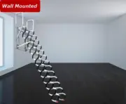 Black Wall Mounted Folding Extension Ladder Loft Stairs 12 Steps Titanium Alloy