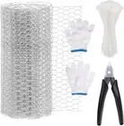 Jotia 104Pcs 236"X13.78" Chicken Netting Wire Mesh with Pliers, Gloves, Wire ...