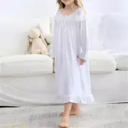 Kids Girls Lace Pajamas Cotton Nightdress Sleepwear Princess Nightgown Loose