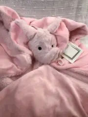 Land of Dreams Pink Plush Elephant Baby Security Blanket Lovey Oversized Girls