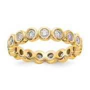 Solid Real 14k Polished 1ct Bezel Set CZ Eternity Wedding Band Ring