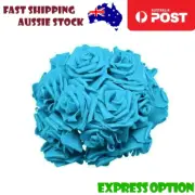 20x Cyan / Blue 7cm Foam Flowers Rose Stems Artificial Wedding Bride Bouquet