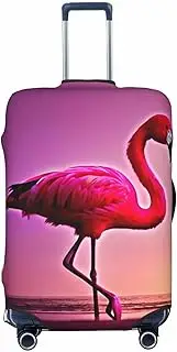 [CADREWY] Pink Flamingo pattern Print Travel Suitcase Cover Luggage Protector with Elastic Anti Scratch for Carry On, Black, Medium