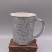 Solid S999 Fine Silver Tea Cup Handmade Hexagon Vintage Mug Coofee Cup 4inchH