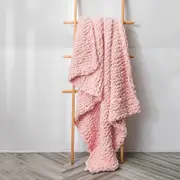 Soft Knitted Chenille Chunky Yarn Blanket Throw Rug 130x160cm Pink