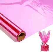 100FT Pink Cellophane Wrap Roll (17 In. Widex100Ft. Longx2.3 Mil Thick),Pink Tra