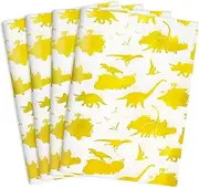 MR FIVE 100 Sheets Gold Dinosaur Tissue Paper Bulk,14" x 20",Gold Dinosaur Pattern Tissue Paper for Gift Bags, Gold Tissue Paper for Birthday Baby Shower Holiday Party