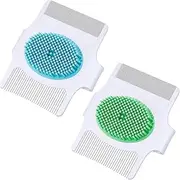 2 Pieces Cradle Cap Brush and Comb, 3 In 1 Design Cradle Cap Brush Safe Baby's Scalp with Soft Rubber Bristles, Help Gently Massage Care Scalp(Blue, Green)