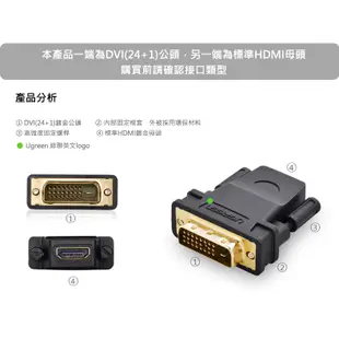 【綠聯】 DVI-D(24+1)轉HDMI轉接頭
