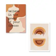 Bohemian Dreamer Canvas Prints Abstract Burnt Orange Wall Art Painting Terracotta Rainbow Posters & Prints