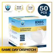 50Pcs KN95 N95 Disposable Face Mask Respirator Protective Masks 5 Layer-White
