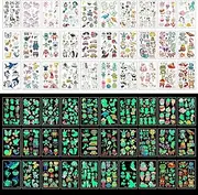 Temporary Tattoos For Kids, 400pcs Glow In The Dark Tattoos,Assorted Cartoon Luminous Unicorn Mermaid Butterfly Animal Dinosaur Pirate Space Fake Tattoo, Boys Girls Party Favor Supplies