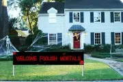 Welcome Foolish Mortals Bloody Halloween Banner. (Large 9.8 ft x 1.6 ft) New.