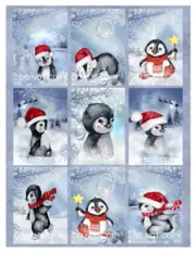 CHRISTMAS PENGUINS~9 Pocket Pen Pal Letter cards for swaps~Cards Only~285N