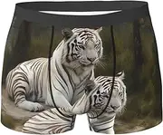 [QMNEHJ] White Tigers Men's Boxer Briefs Breathable Stretch Underwear Moisture-Wicking Trunks for Men
