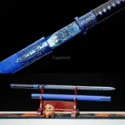 Chinese Jian 剑 High Manganese Steel Sword Straight Blue Blade for Display Sharp.