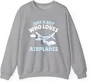 [X.Style] Just A Boy Who Loves Airplanes Baby Boys Toddler ds001 Sweater Grey M