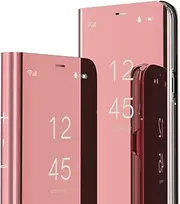 IMEIKONST iPhone SE (2020) Case Bookstyle Mirror Makeup Clear View Stand Full Body Protective Cases Bumper Flip Folio Mobile Phone Case for iPhone 8 / iPhone 7 Flip Mirror: Rose Gold QH
