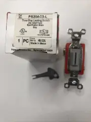 PS20AC3L Heavy-Duty Keyed Switch 3-Way Toggle 20A Gray Legrand Pass & Seymour