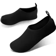 Water Shoes for Women Men Kids, Barefoot Quick-Dry Aqua Water Socks Slip-on Swim Beach Shoes for Snorkeling Surfing Kayaking Beach Walking Yoga (Black)