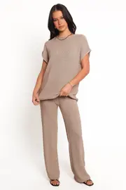 [PUP3] Stassia Knitted Pant Set - Brown S olive