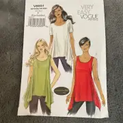 Vogue Pattern V8651 Womens Tunic Top Symmetrical Side Hem Y Xsm Sml Med Uncut