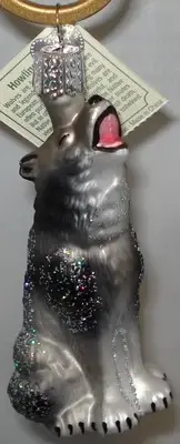 Wolf Ornament Glass Howling Wolf Old World Christmas 12163 1