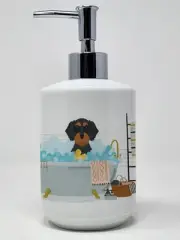 Wirehair Black and Tan Dachshund Ceramic Soap Dispenser Hand Soap Dispenser