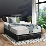 Oikiture Bed Frame King Single Gas Lift Storage Mattress Base Black Leather
