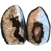 Agate Bookends Black Geode Book Ends Heavy Duty Bookend Holder Decorative wit...