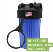 Iron/Sulfur Removal Whole House Water Filter System Drinking Water Big Blue 10”